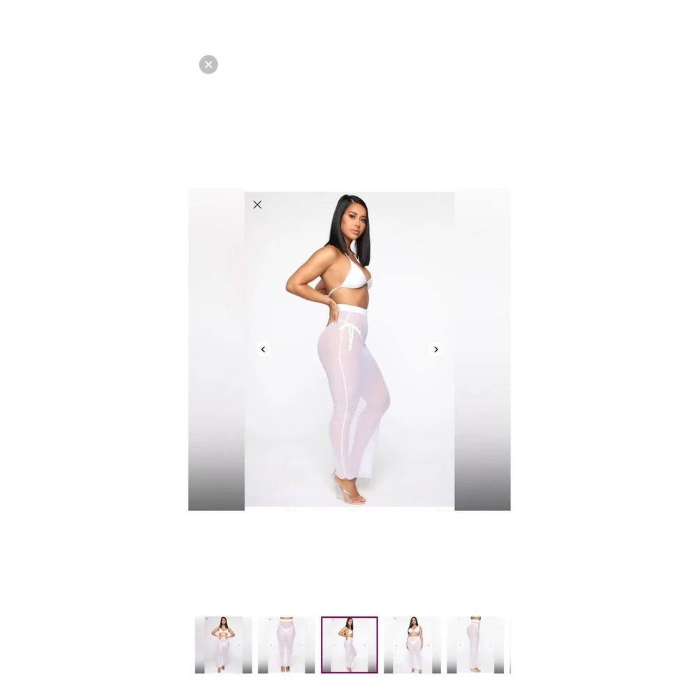 Fashion Nova Walking By The Water Coverup Skirt White Sheer Mesh Maxi Small